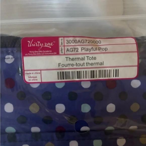 NWT Thirty-One Blue Polka Dot L Initial Letter Bag Thermal Tote - Picture 3 of 7